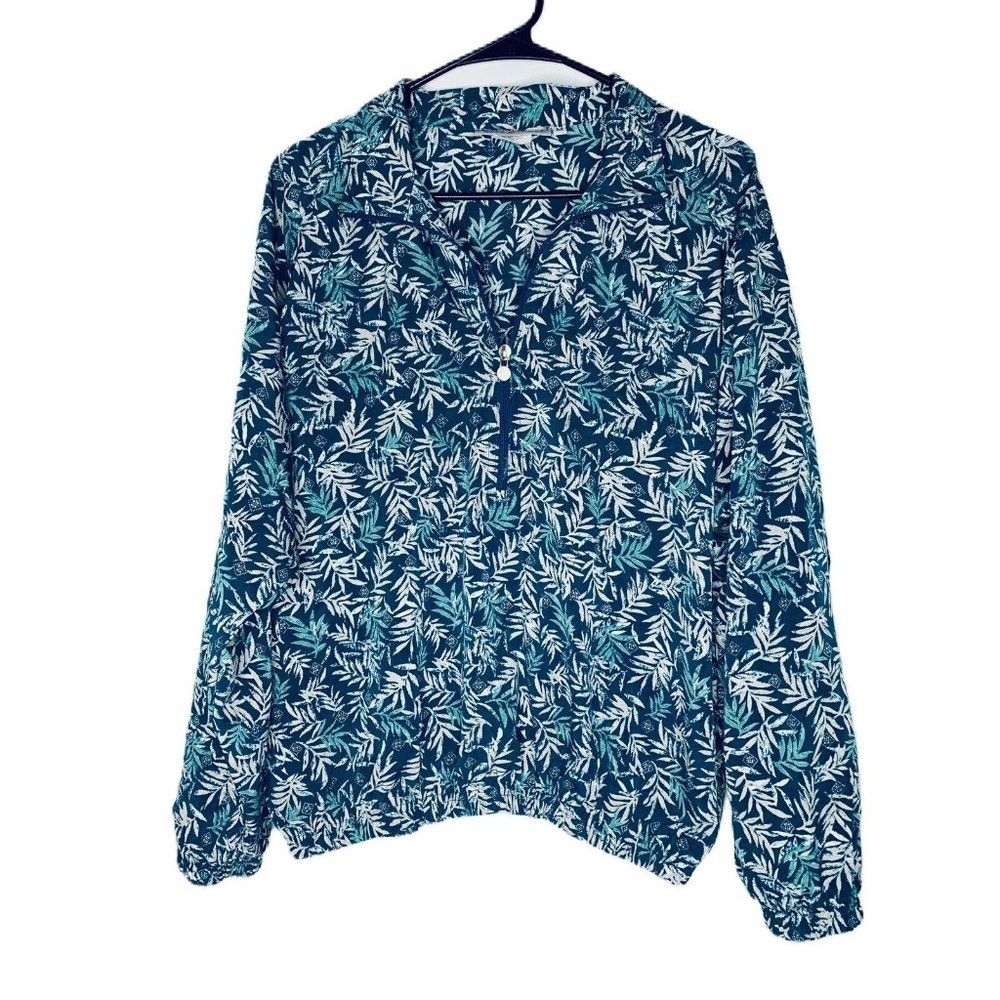 Bette‎ & Court Woman Wind Jacket  Leafs 1/2 Zip Pullover Pockets Size M(0520)